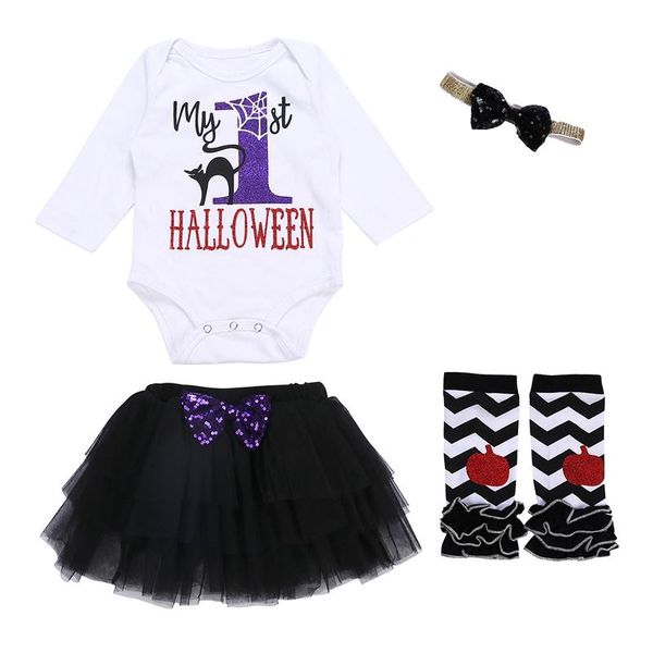my 1st halloween clothing sets black cat letter printed romper +mesh skirt +pumpkin leggings+bow headband set baby girls halloween outfit, White
my 1st halloween clothing sets black cat letter printed romper +mesh skirt +pumpkin leggings+bow headband set baby girls halloween outfit, White