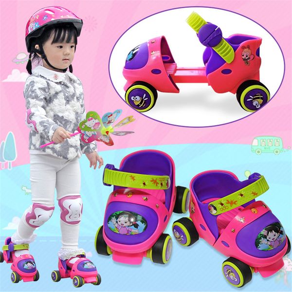 

eur size 20-30 adjustable children roller skates 2 colors double row 4 wheels skating shoes kids two line toy patines gifts car