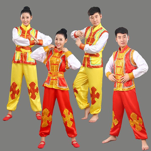 chinese folk dance costumes for men pattern nation yangge fund dragon lion team drum square waist show dance clothing, Black;red
chinese folk dance costumes for men pattern nation yangge fund dragon lion team drum square waist show dance clothing, Black;red