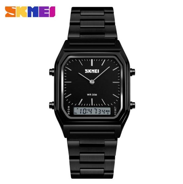 skmei men and women waterproof steel belt electronic watch retro fashion business table double display multi-function watch, Slivery;brown
skmei men and women waterproof steel belt electronic watch retro fashion business table double display multi-function watch, Slivery;brown