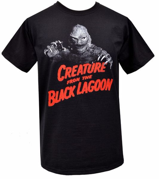 

mens black t-shirt creature from the black lagoon red bmovie vintage horror 2018 fashion t shirt men, White;black