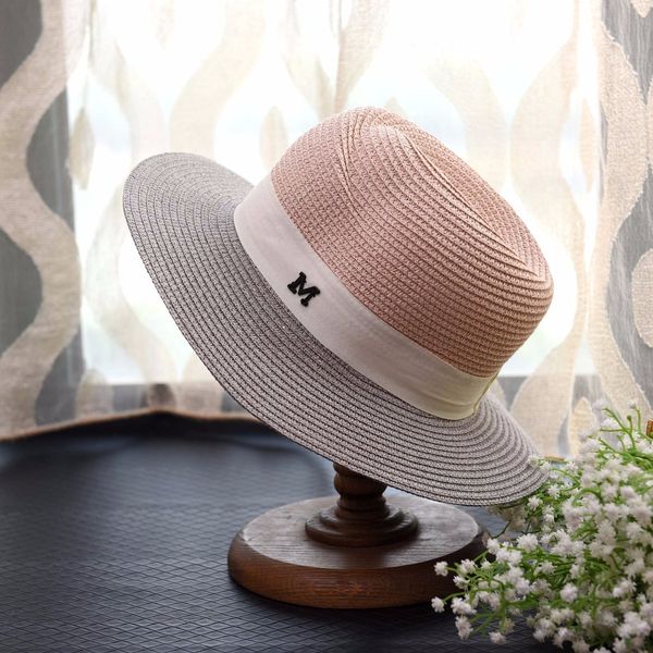 douyub003 fashion women's sun visor hats new ladies wide brim metal mn letter ribbon caps for beach holiday, Blue;gray
douyub003 fashion women's sun visor hats new ladies wide brim metal mn letter ribbon caps for beach holiday, Blue;gray