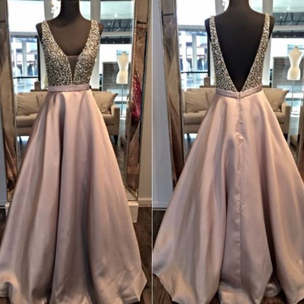 gorgeous beaded prom dresses backless deep v neck evening gowns satin floor length formal party dress maid of honor dress custom made, Black
gorgeous beaded prom dresses backless deep v neck evening gowns satin floor length formal party dress maid of honor dress custom made, Black
