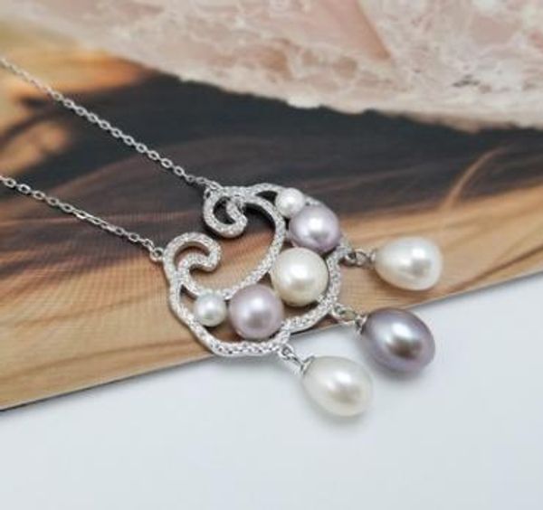 europe and the united states new fashion s925 sterling silver clavicle chain inlaid mixed color pearl necklace
europe and the united states new fashion s925 sterling silver clavicle chain inlaid mixed color pearl necklace
