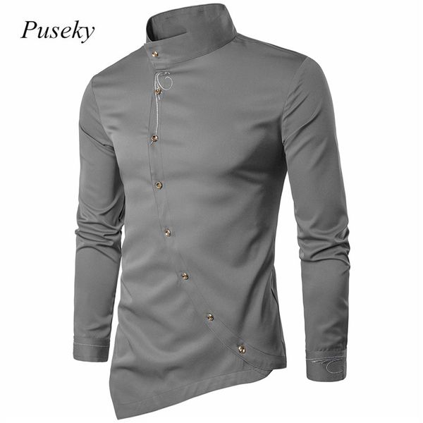 2018 new autumn men's oblique button irregular casual stand collar slim breathable long sleeves shirt with embroidery xxl, White;black
2018 new autumn men's oblique button irregular casual stand collar slim breathable long sleeves shirt with embroidery xxl, White;black