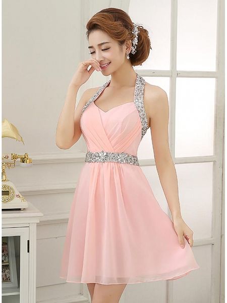 halter beading sequins short cocktail dresses vestido de noiva fashion lavender a-line chiffon homecoming party dress prom gowns, Black
halter beading sequins short cocktail dresses vestido de noiva fashion lavender a-line chiffon homecoming party dress prom gowns, Black
