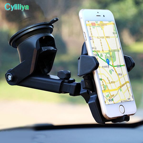 

universal 360 degrees rotation black mobile phone car mount bracket stand cars windshield long arm smartphone cars holder