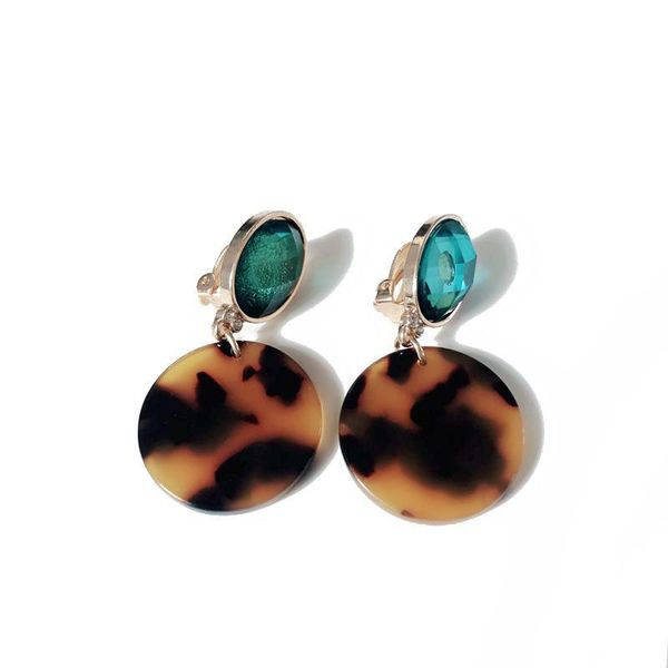 new sweet round geometric tortoise resin leopard print fashion trendy green alloy clip earring, Silver
new sweet round geometric tortoise resin leopard print fashion trendy green alloy clip earring, Silver