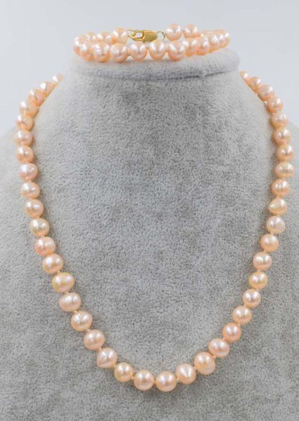 one set freshwater pearl pink necklace bracelet 8-9mm nar round fppj wholesale beads nature, Silver
one set freshwater pearl pink necklace bracelet 8-9mm nar round fppj wholesale beads nature, Silver