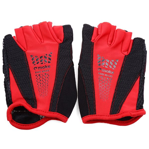 

moke half-finger bicycle gloves sweat-absorbing for mountain cycling made of wearable and microfiber pu, protect your hands well, Black