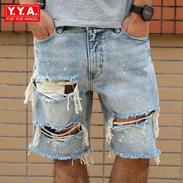 high street vintage jeans shorts men summer 2018 new hole ripped shorts homme washed straight leg cotton short pants knee length, Blue
high street vintage jeans shorts men summer 2018 new hole ripped shorts homme washed straight leg cotton short pants knee length, Blue
