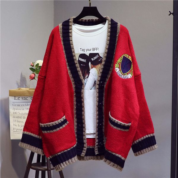 2018 new autumn winter women's loose embroidered sweater jacket v collar female students casual knitted cardigan wool knitwear, White;black
2018 new autumn winter women's loose embroidered sweater jacket v collar female students casual knitted cardigan wool knitwear, White;black
