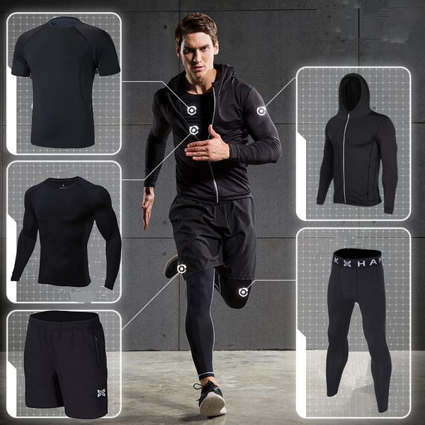 2018 sports running suit compression 5pcs men fitness clothing sets quick dry hood basketball soccer gym training jogging suits, Black;blue
2018 sports running suit compression 5pcs men fitness clothing sets quick dry hood basketball soccer gym training jogging suits, Black;blue