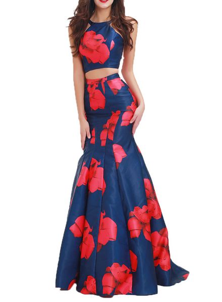 new printing style two pieces formal evening dresses halter skirt floor length prom party gowns prom dresses long, Black
new printing style two pieces formal evening dresses halter skirt floor length prom party gowns prom dresses long, Black
