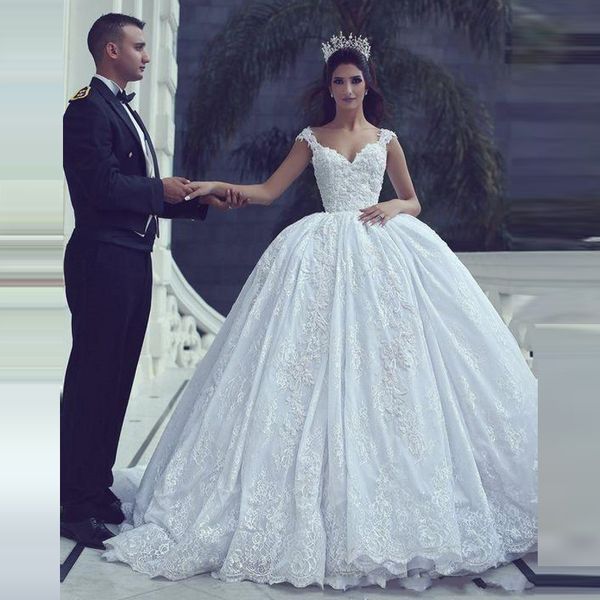 said mhamad ball gown wedding dresses sweetheart cap sleeves lace appliques country wedding gowns custom made african bridal dress, White
said mhamad ball gown wedding dresses sweetheart cap sleeves lace appliques country wedding gowns custom made african bridal dress, White