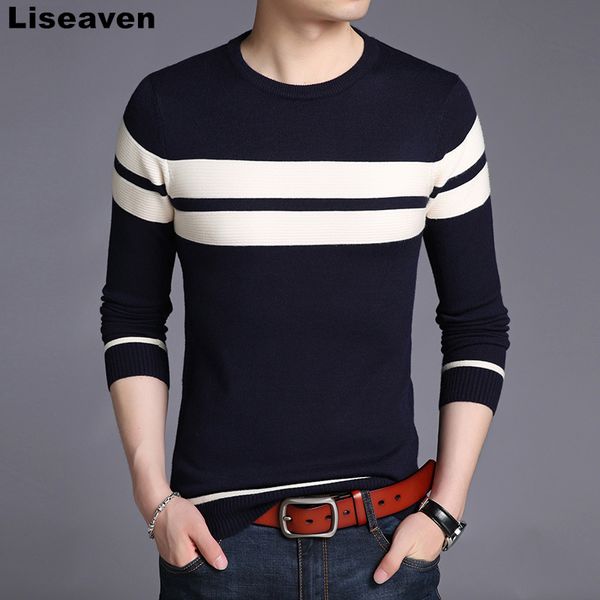 liseaven fashion men's pullover sweaters long sleeve round neck striped knitting sweater male clothing, White;black
liseaven fashion men's pullover sweaters long sleeve round neck striped knitting sweater male clothing, White;black
