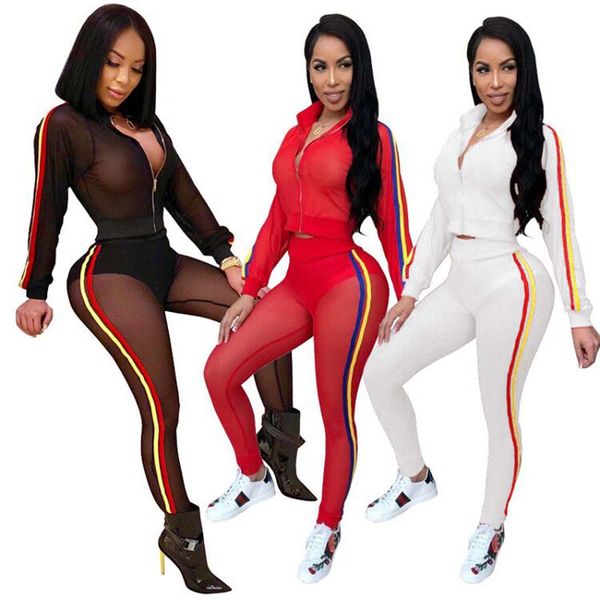 Women Casual Sporty Side Stripe Sheer Long Sleeveless Jacket With Zipper & Long Pants Two-piece Set
Women Casual Sporty Side Stripe Sheer Long Sleeveless Jacket With Zipper & Long Pants Two-piece Set