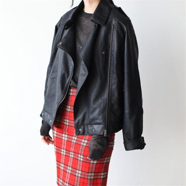 autumn and winter european and american women's pu jacket coat dark green black fashion casual loose motorcycle leather coat
autumn and winter european and american women's pu jacket coat dark green black fashion casual loose motorcycle leather coat