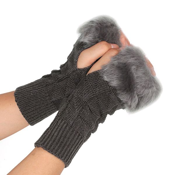 women winter faux fur knit indoor half hand fingerless gloves thicken mitten, Blue;gray
women winter faux fur knit indoor half hand fingerless gloves thicken mitten, Blue;gray