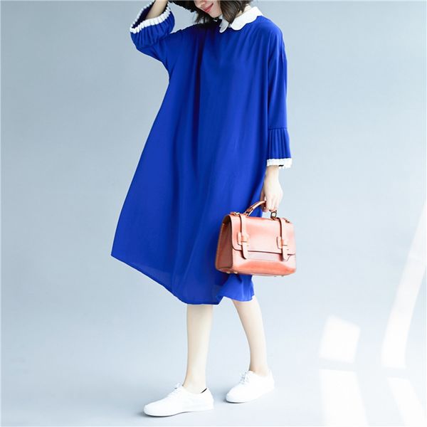 mferlier big size loose chiffon dress turn down collar black blue petal sleeve dresses for women casual ladies dresses, White;black
mferlier big size loose chiffon dress turn down collar black blue petal sleeve dresses for women casual ladies dresses, White;black
