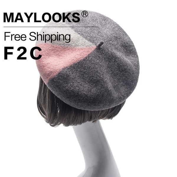 2018 maylooks autumn and winter new lady wool woolen beret personality trendy painter hat korean version of retro wild hn105, Blue;gray
2018 maylooks autumn and winter new lady wool woolen beret personality trendy painter hat korean version of retro wild hn105, Blue;gray