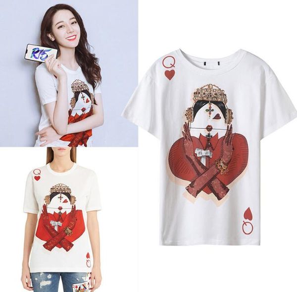 18ss Summer style Luxury Italy Poker red heart Q Tshirt Women T Shirt Casual Cotton Queen Tee Top
18ss Summer style Luxury Italy Poker red heart Q Tshirt Women T Shirt Casual Cotton Queen Tee Top