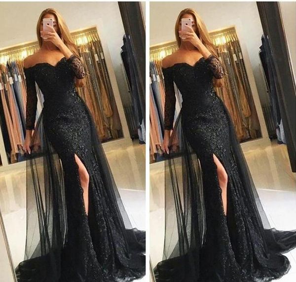 party dresses black long evening dresses 2018 lace off shoulder long sleeves mermaid prom gowns side split dress
party dresses black long evening dresses 2018 lace off shoulder long sleeves mermaid prom gowns side split dress