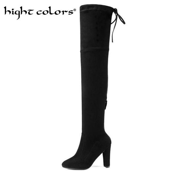 2018 fashion female winter thigh high boots elastic sheep velvet high heels women over the knee shoes plus size 34-43, Black
2018 fashion female winter thigh high boots elastic sheep velvet high heels women over the knee shoes plus size 34-43, Black