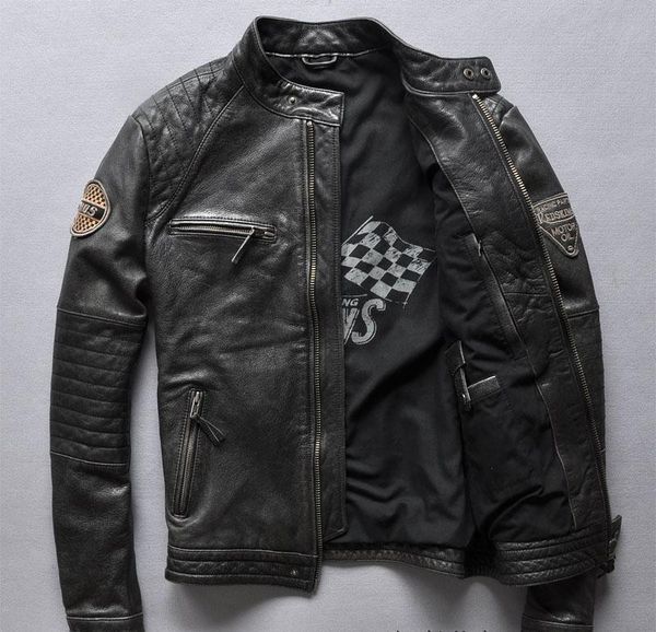 Vintage black red kin motor oil men genuine leather jacket cow leather motorcycle jacket for ale
Vintage black red kin motor oil men genuine leather jacket cow leather motorcycle jacket for ale