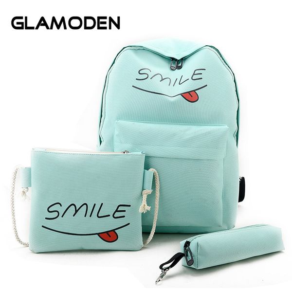 

new 2017 fashion female backpack canvas school bag for teenager large travel backpack for men's and women's smile pack sack