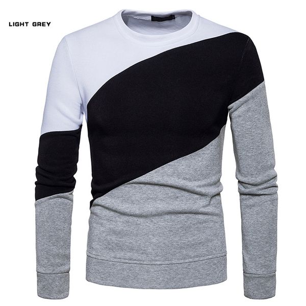 

fashion 2018 autumn winter spliced casual slim fit long sleeve pullovers o-neck sweater men sudaderas para hombre, White;black