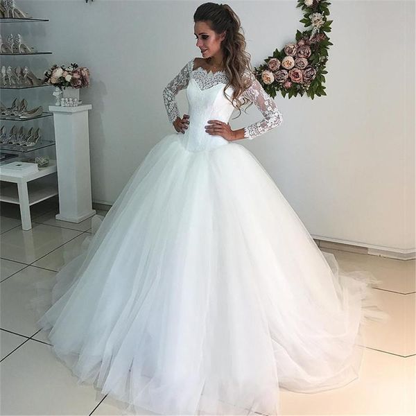 2018 long sleeve wedding dresses selling lace tulle off shoulder white princess bridal dress custom made vestido de mariage wedding gown
2018 long sleeve wedding dresses selling lace tulle off shoulder white princess bridal dress custom made vestido de mariage wedding gown