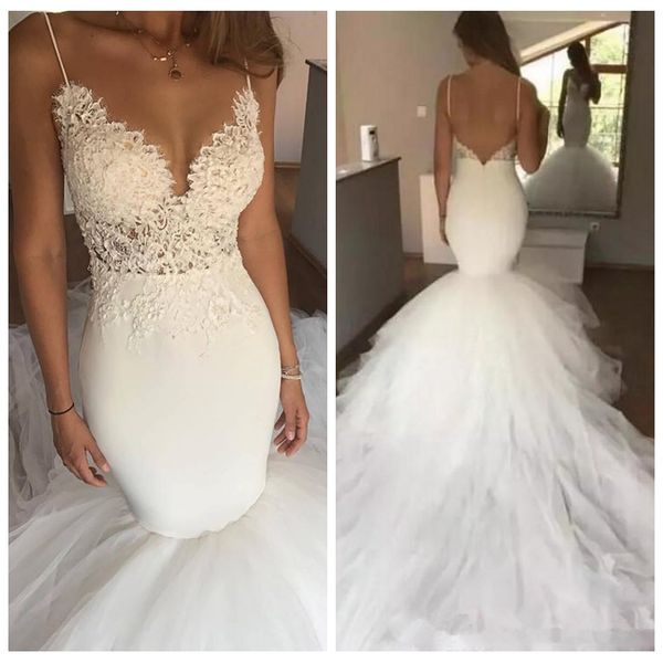 2021 spring spaghetti backless mermaid wedding dresses lace garden slim beading bridal gowns tulle sweep train beach backless vestidos, White
2021 spring spaghetti backless mermaid wedding dresses lace garden slim beading bridal gowns tulle sweep train beach backless vestidos, White