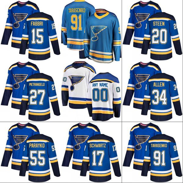 #91 Vladimir Tarasenko Jersey St. Louis Blues 7 Patrick Maroon 15 Fabbri Robby 27 Alex Pietrangelo 55 Colton Parayko Custom Hockey Jerseys