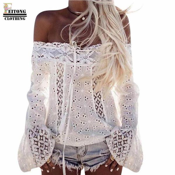 feitong 2017 fashion white long sleeve women off shoulder hollow slash neck lace blouse casual shirt &40
feitong 2017 fashion white long sleeve women off shoulder hollow slash neck lace blouse casual shirt &40