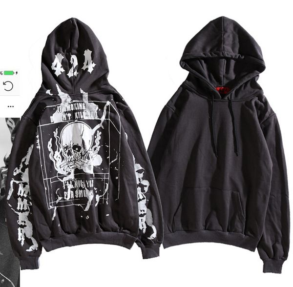 mens 424 smoking skull designer hoodies casual hooded pullover male printed hip hop high street sweatshirts, Black
mens 424 smoking skull designer hoodies casual hooded pullover male printed hip hop high street sweatshirts, Black
