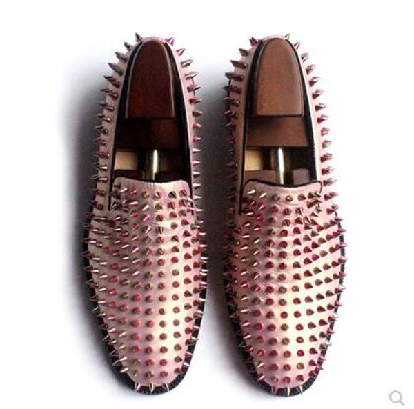mens shoes rose gold loafers spike studded slip on leather flat red bottom fashion men bota shoe white spring autumn wedding dress shoes, Black
mens shoes rose gold loafers spike studded slip on leather flat red bottom fashion men bota shoe white spring autumn wedding dress shoes, Black