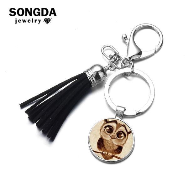 songda owl round pendant & leather tassel animal keychain handmade p glass cabochon phone car bag charms key ring porte clef, Silver
songda owl round pendant & leather tassel animal keychain handmade p glass cabochon phone car bag charms key ring porte clef, Silver