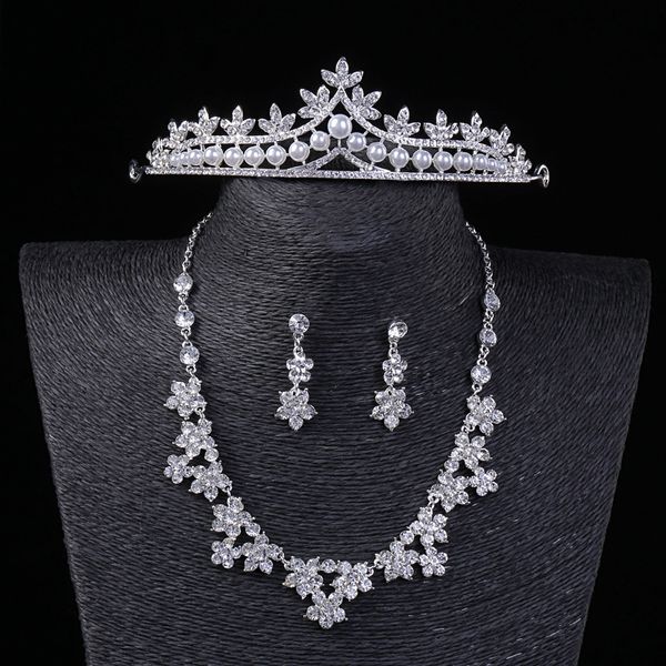 bling bling bridal jewelry set three piece crown earring necklace jewelry wedding party accessories for female, White
bling bling bridal jewelry set three piece crown earring necklace jewelry wedding party accessories for female, White