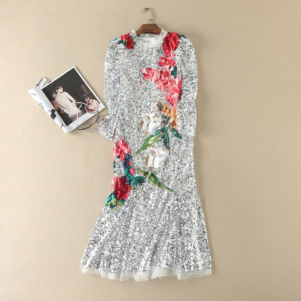 2018 summer white long sleeve jacquard long women's dress flowers print beads sequins a line long women's dress 062612, Black
2018 summer white long sleeve jacquard long women's dress flowers print beads sequins a line long women's dress 062612, Black