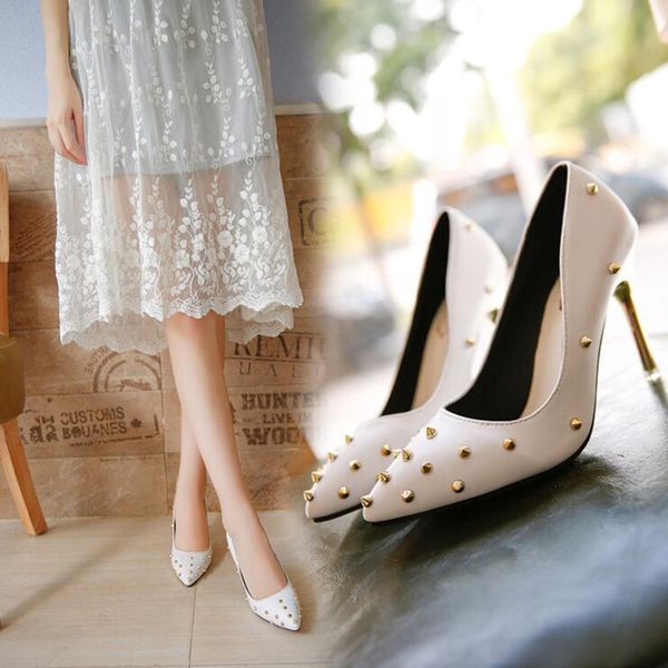 brand shoes fashion women pumps high heel shoes rivet pointed toe fine heel lady wedding shoes, Black
brand shoes fashion women pumps high heel shoes rivet pointed toe fine heel lady wedding shoes, Black