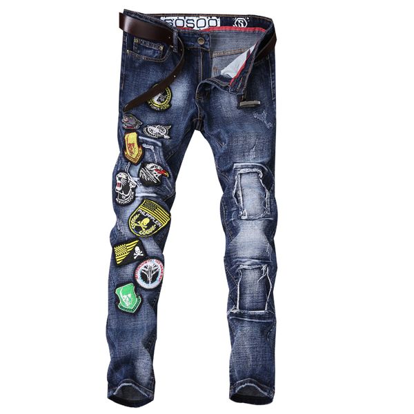 beggar patch mens jeans 2018 spring straight nostalgic hole embroidery jeans men personality trousers vaqueros hombre, Blue
beggar patch mens jeans 2018 spring straight nostalgic hole embroidery jeans men personality trousers vaqueros hombre, Blue