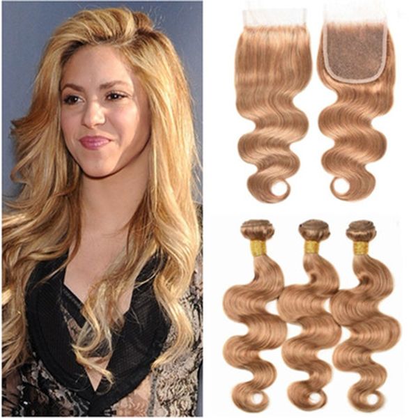 body wave #27 honey blonde peruvian virgin human hair wefts with closure strawberry blonde front lace closure 4x4 with weave bundles, Black;brown
body wave #27 honey blonde peruvian virgin human hair wefts with closure strawberry blonde front lace closure 4x4 with weave bundles, Black;brown