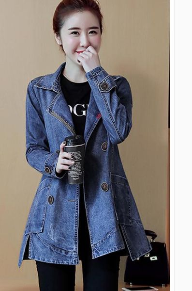 denim coat women's medium length 2018 spring new korean loose and comfortable big size long sleeved arder windbreaker coat, Tan;black
denim coat women's medium length 2018 spring new korean loose and comfortable big size long sleeved arder windbreaker coat, Tan;black