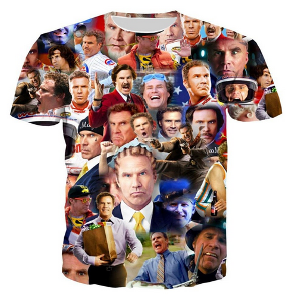 fashion mens/womans will ferrell summer style funny 3d print casual t-shirt plus size zgx041, White;black
fashion mens/womans will ferrell summer style funny 3d print casual t-shirt plus size zgx041, White;black