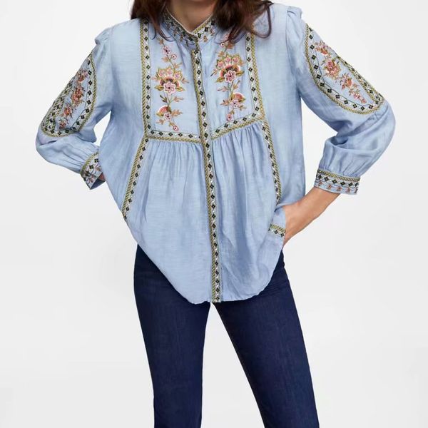 asds sweet ethnic blue geometric floral print embroidery stand collar pullover shirt trendy women pleated blouse blusas8785, White
asds sweet ethnic blue geometric floral print embroidery stand collar pullover shirt trendy women pleated blouse blusas8785, White