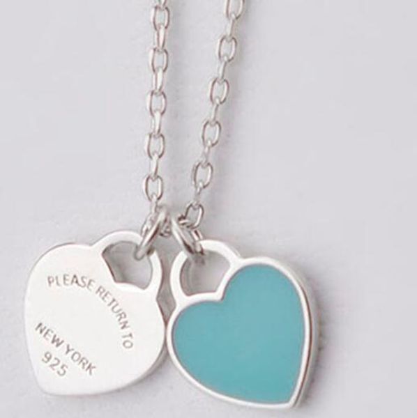 925 Sterling Silver Double Heart Pendant Necklace Blue Pink Enamel Chain Clavicle Necklace Best Gift for Women Girl Short Choker
925 Sterling Silver Double Heart Pendant Necklace Blue Pink Enamel Chain Clavicle Necklace Best Gift for Women Girl Short Choker