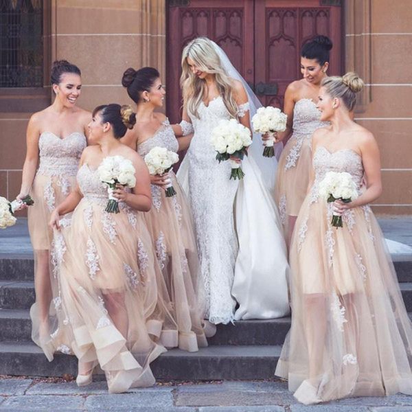 sweetheart champagne tulle long bridesmaid dresses appliques illusion bottom floor length puffy elegant bridesmaid gowns wedding guest dress, White;pink
sweetheart champagne tulle long bridesmaid dresses appliques illusion bottom floor length puffy elegant bridesmaid gowns wedding guest dress, White;pink