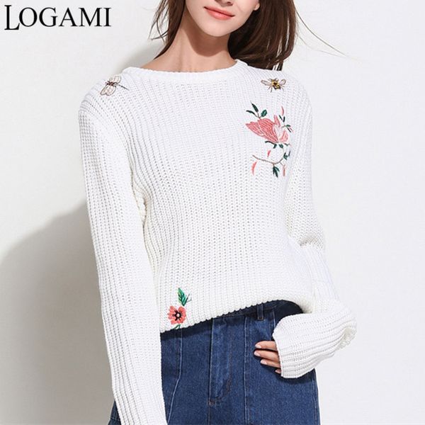 logami floral embroidery sweater women o neck long sleeve sweaters and pullovers autumn winter pull femme black white, White;black
logami floral embroidery sweater women o neck long sleeve sweaters and pullovers autumn winter pull femme black white, White;black