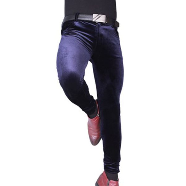 2018 new autumn men's slim mid waist skinny trousers plus velvet pants zipper open, Black
2018 new autumn men's slim mid waist skinny trousers plus velvet pants zipper open, Black